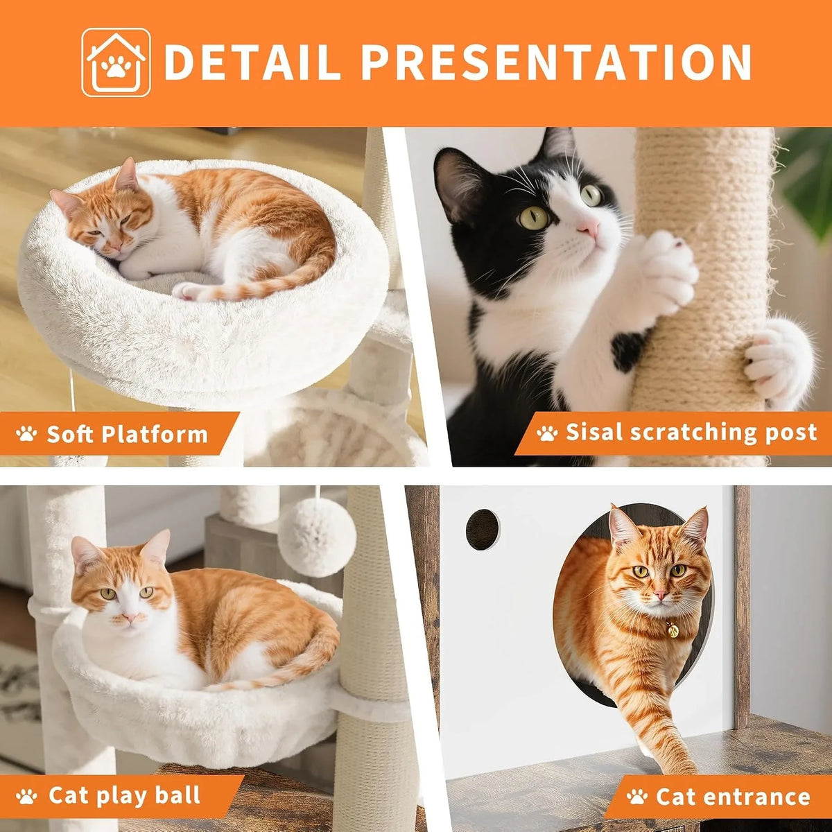 Modern Cat Tower With Hidden Litter Cabinet And Scratching Posts