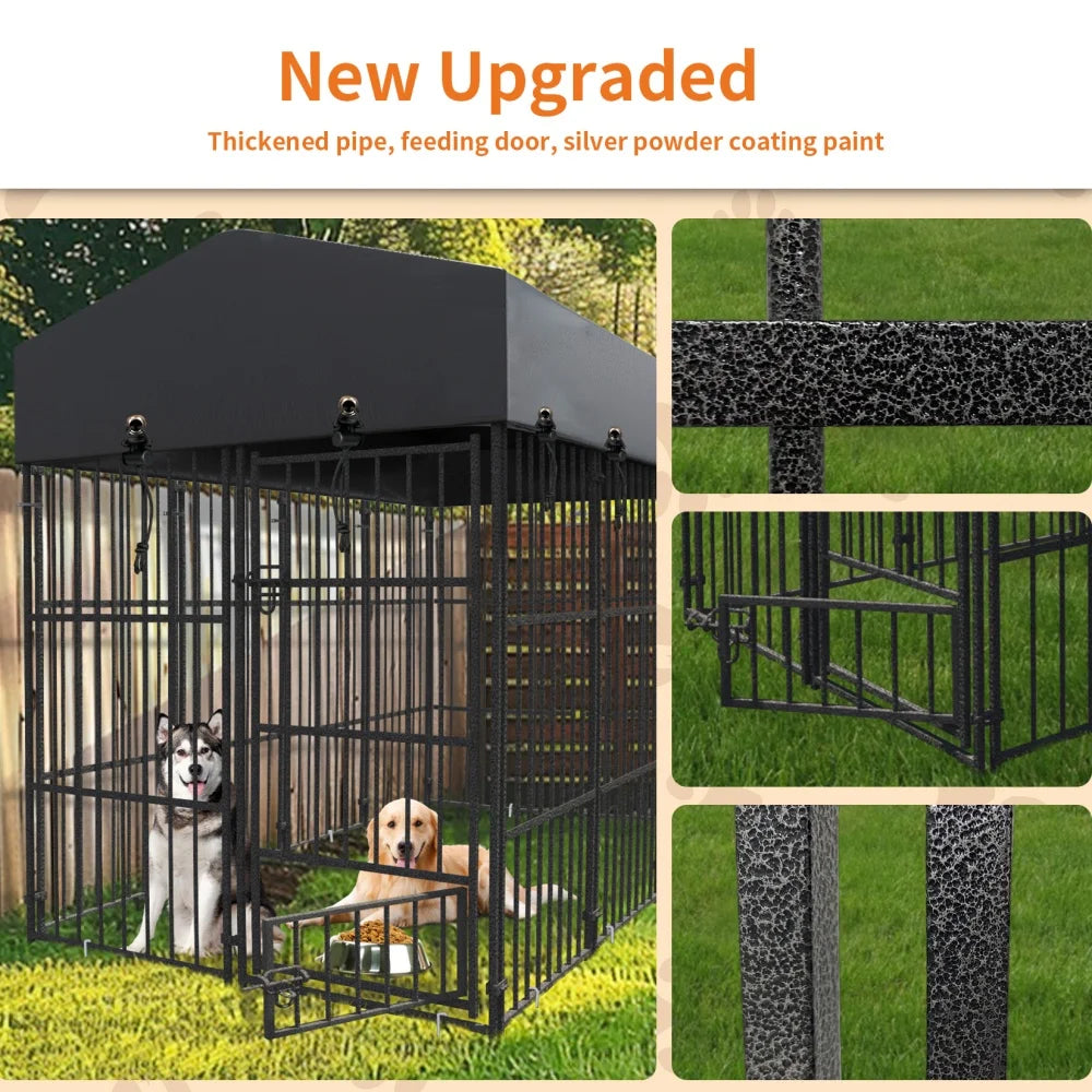 Borwart Heavy Duty Metal Dog Kennel With Roof Enclosure