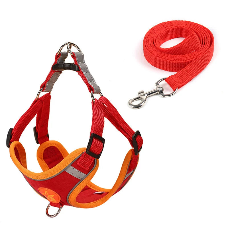 Reflective Mesh Dog Harness Vest With Traction Rope