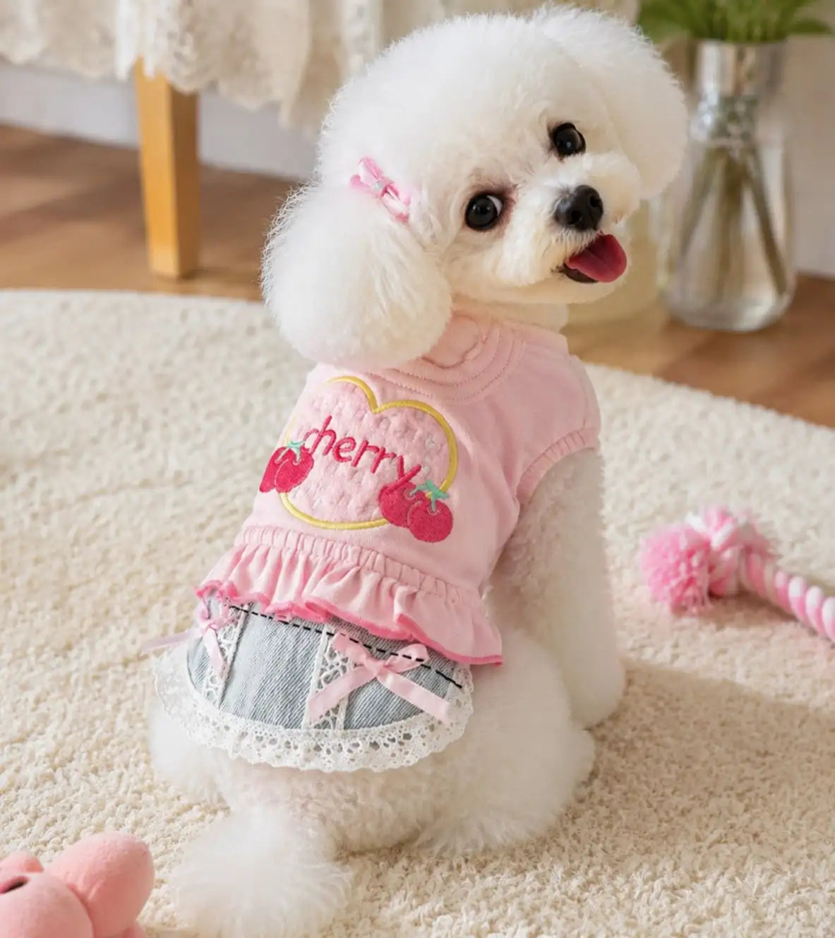 Small Dog Denim Skirt Vest Outfit Spring Pet Clothes Walking Travel Outdoor Fashion Apparel
