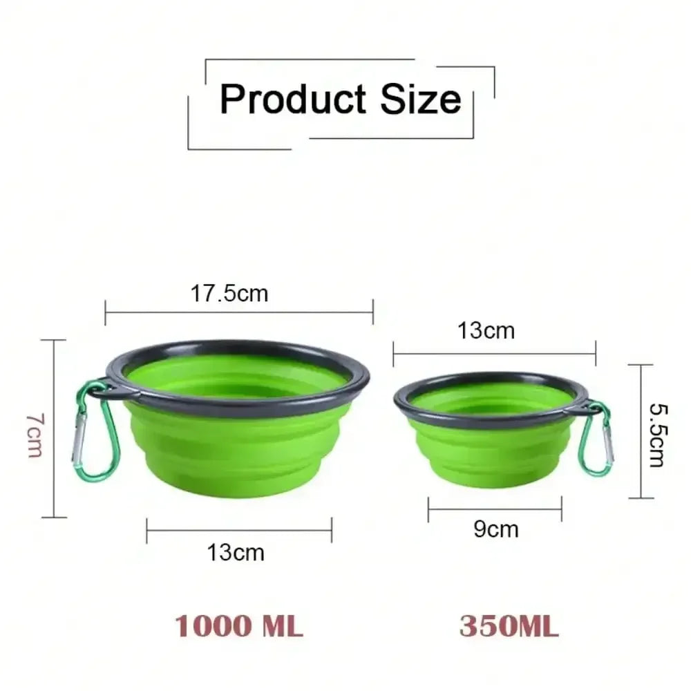 Portable Silicone Dog Feeder Bowl With Carabiner For Travel