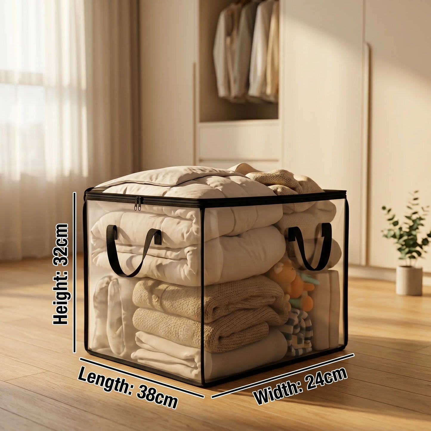 Black PVC Durable Toy Storage Box With Handle For Dolls