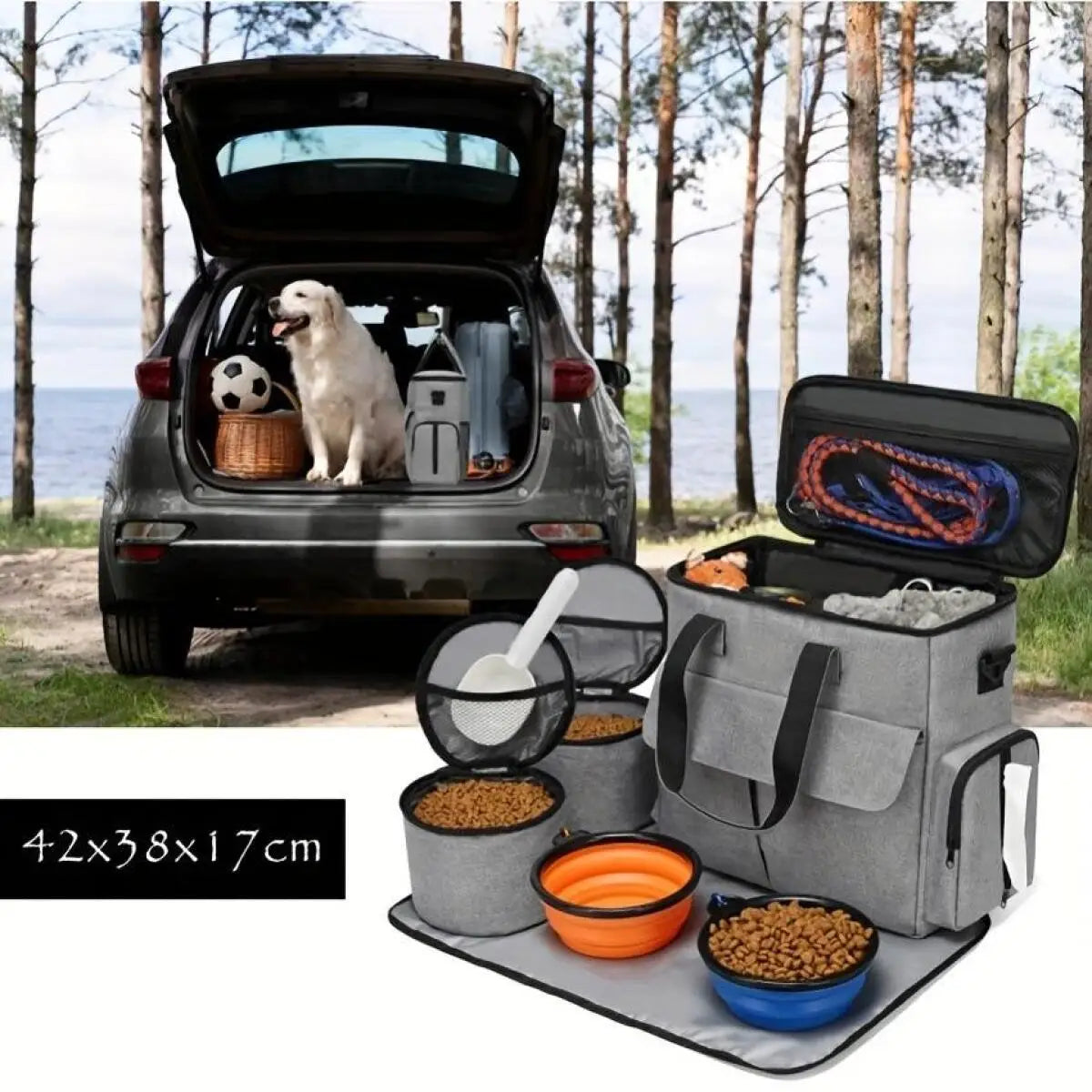 Pet Travel Bag Set Airline Approved Organizer With Multi Function Pockets