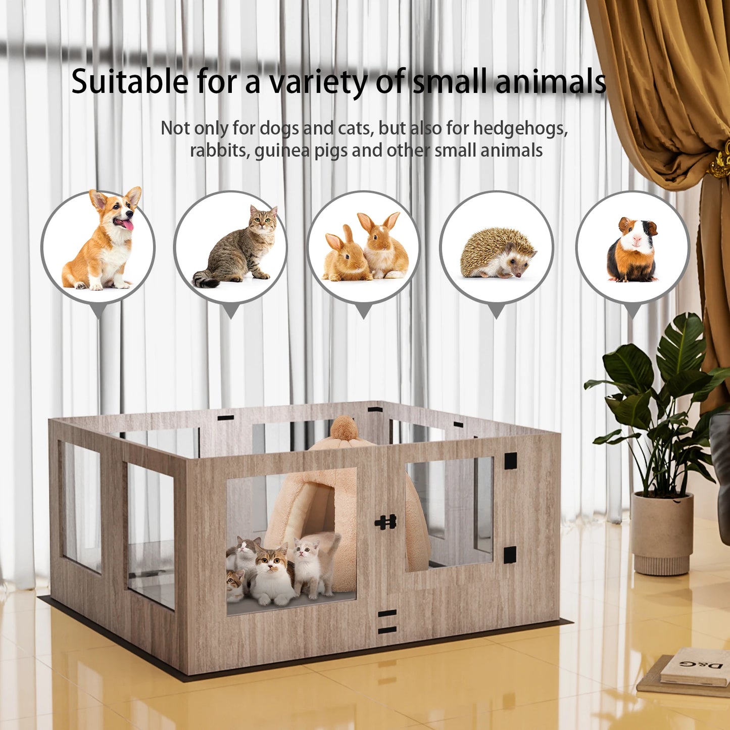 BINGOPAW Tempered Glass Dog Playpen For Indoor Whelping Pen
