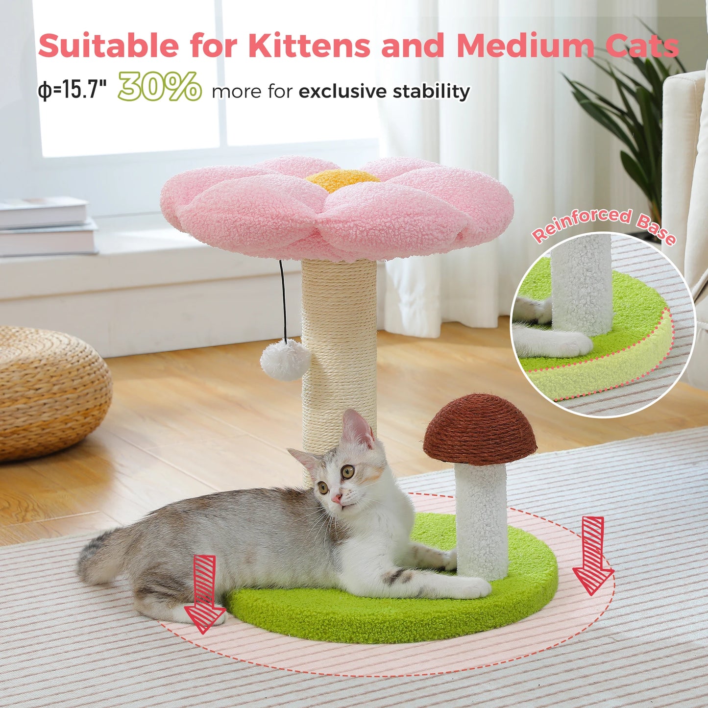 PAWZ Road Small Cat Scratching Posts With Flower Bed Toy