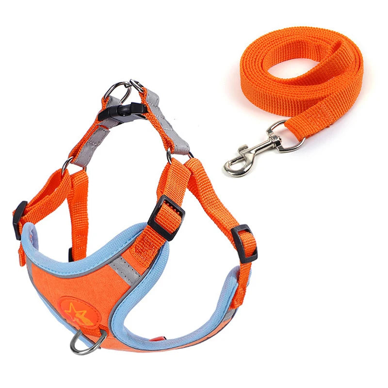 Reflective Mesh Dog Harness Vest With Traction Rope