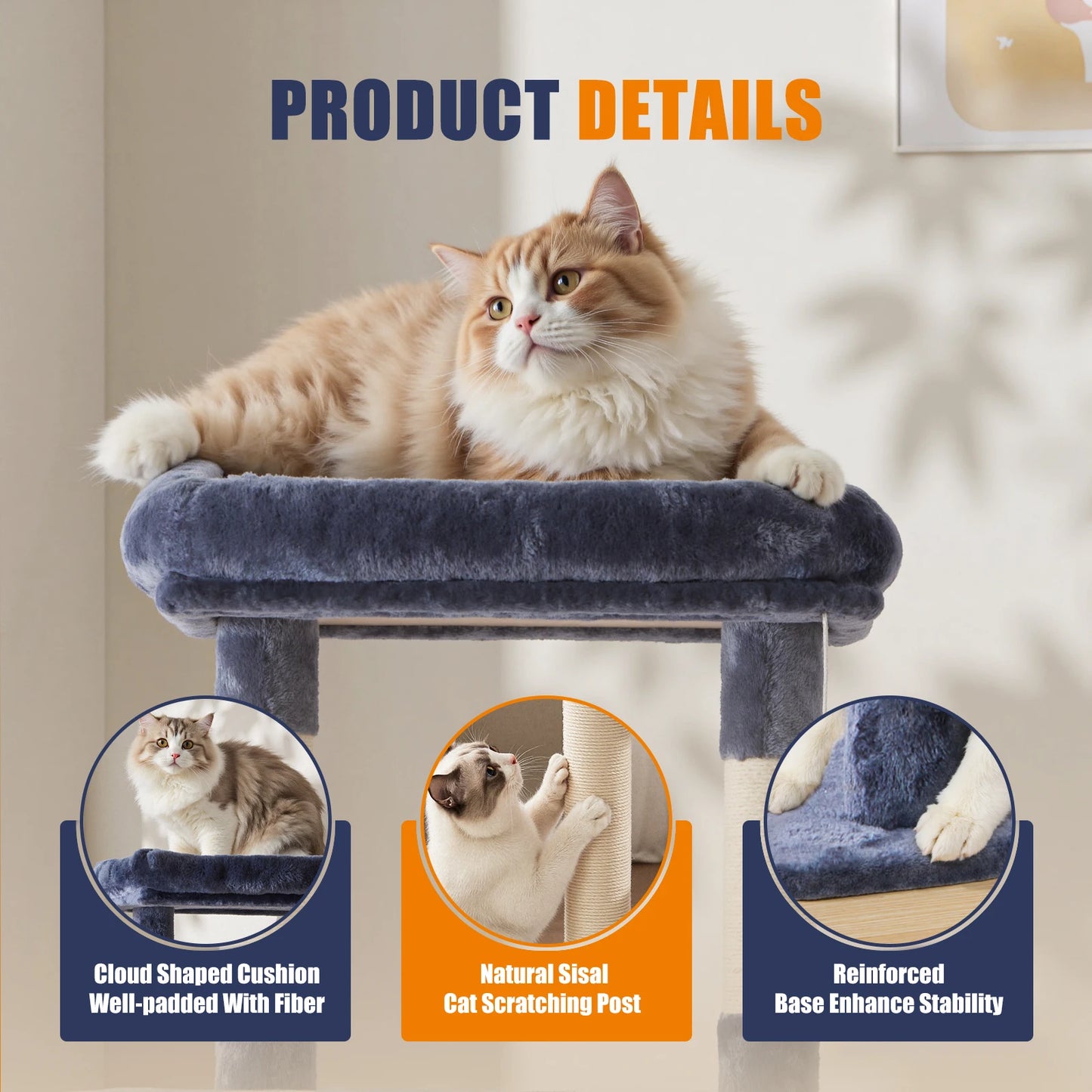 JHK Cat Tree Tall Multi Cat Climbing Tower Indoor Furniture