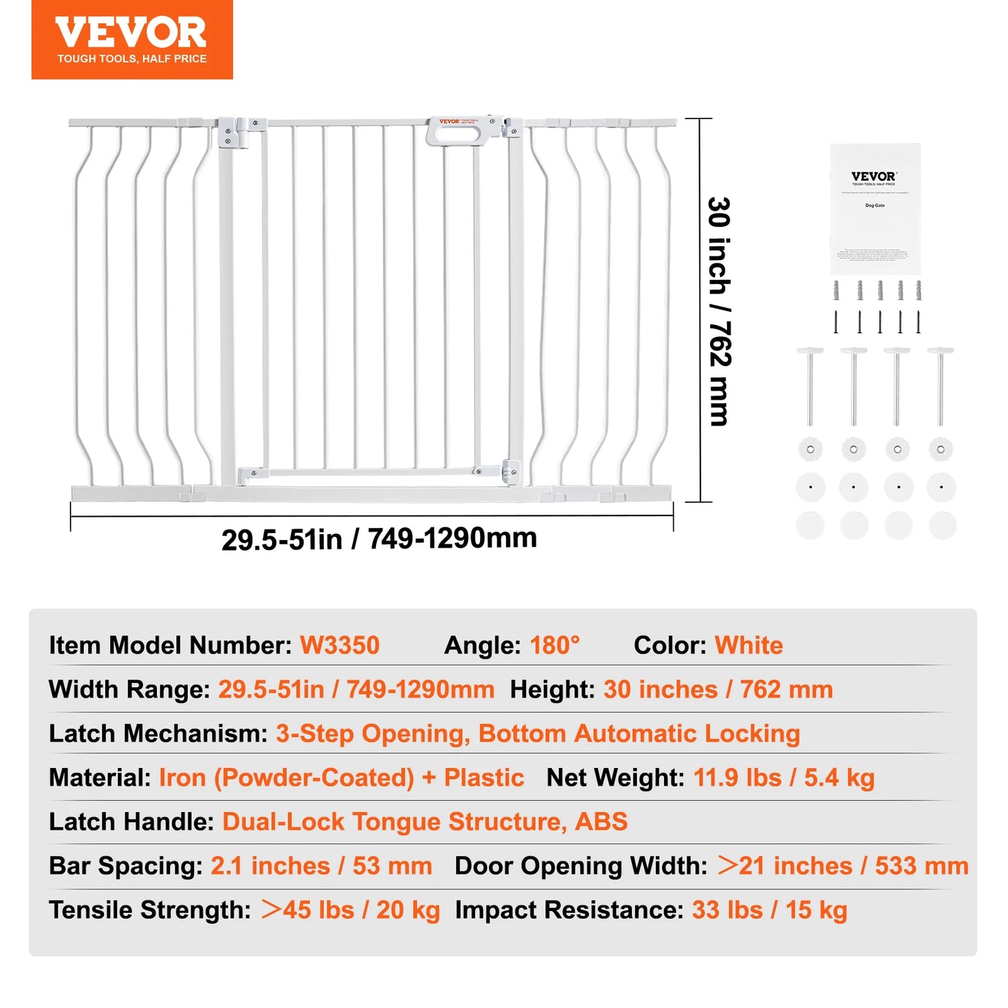 SucceBuy Pressure Mount Baby Gate With Easy Step Walk Thru