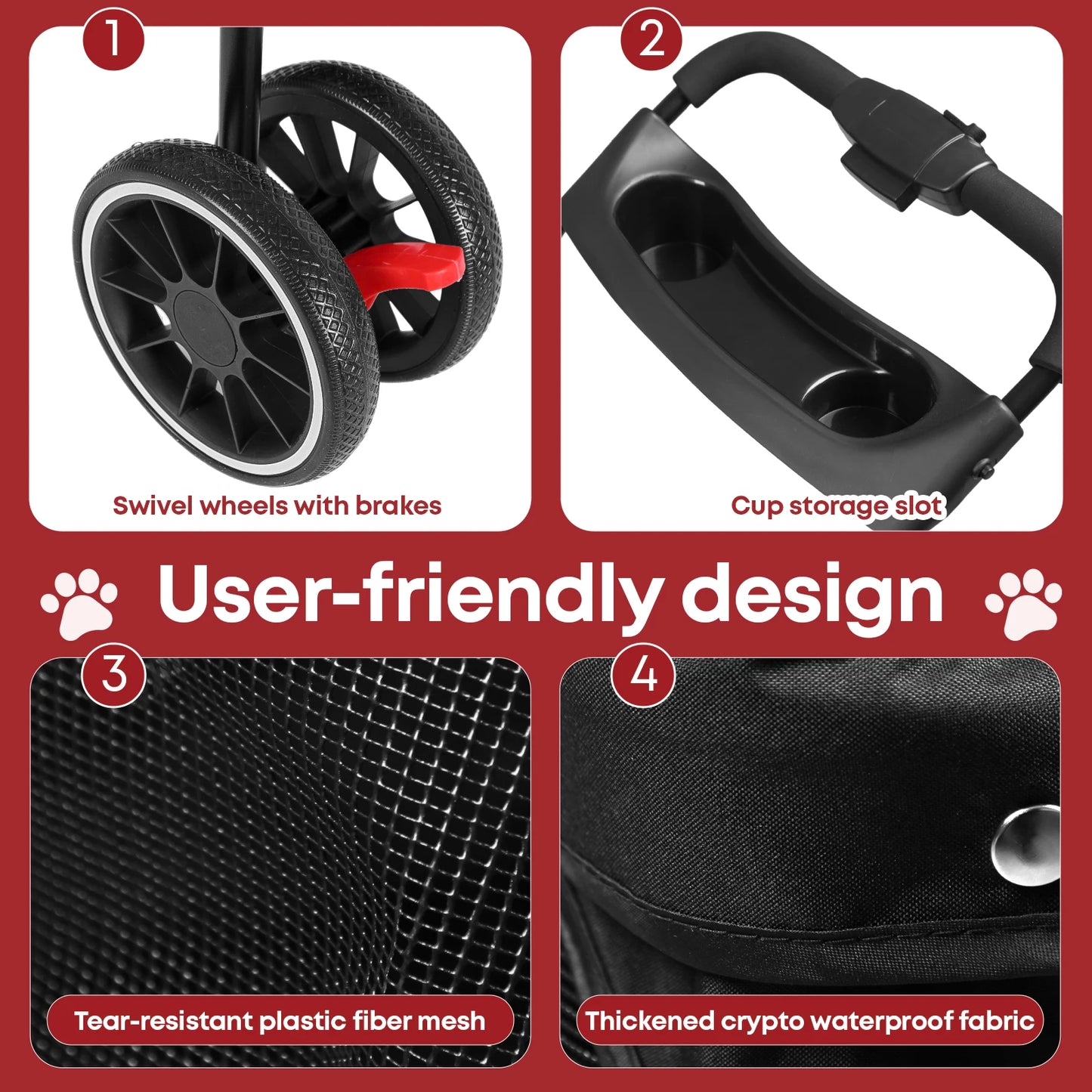 Chihuahua Pet Stroller For Cats And Dogs Foldable 3 Wheels Mesh Canopy
