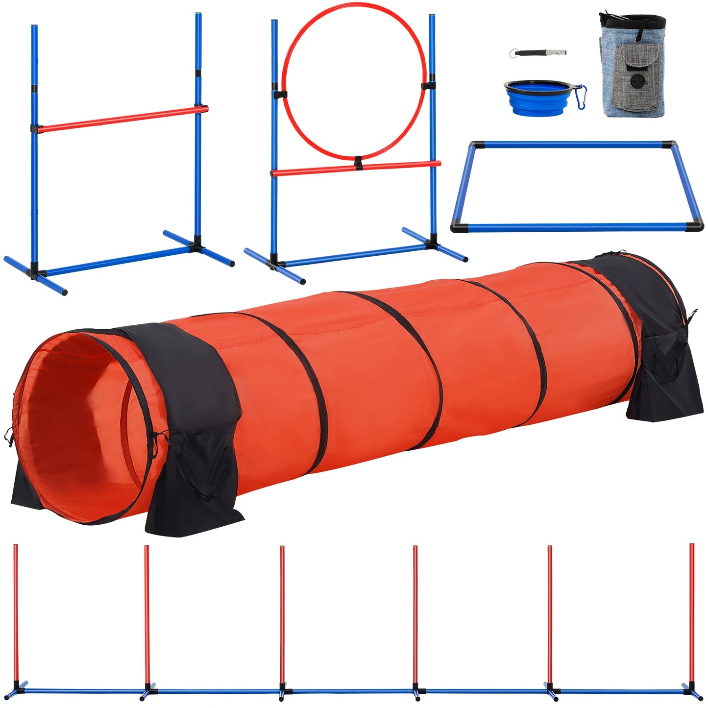 SucceBuy Dog Agility Training Kit 5 Piece Hurdles Tunnel Obstacle Course