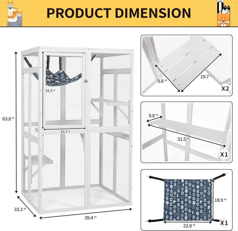 Catio Outdoor Cat Enclosure Wood Window Access For Patio