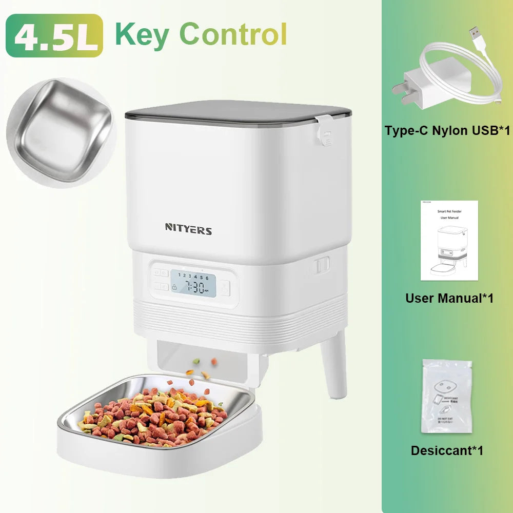 Nityers Automatic Cat Feeder With Stainless Steel Bowl