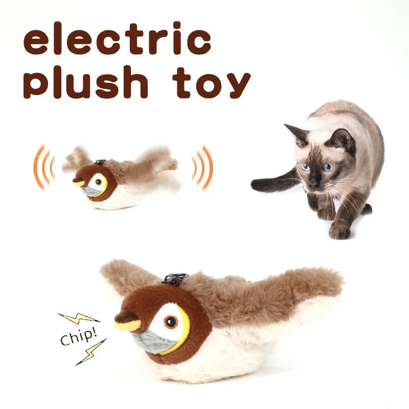Interactive Flapping Bird Cat Toy Touch Activated Plush Pet Toy