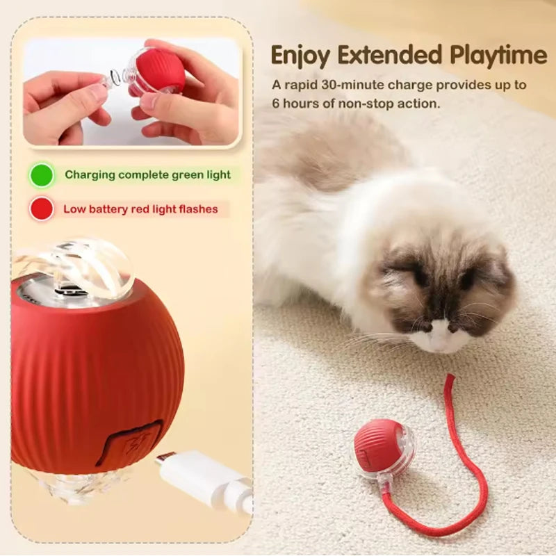 Silicone Smart Cat Ball Toy With Interactive Play Auto Avoidance