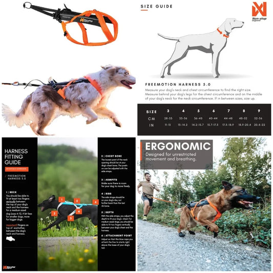 Freemotion Harn5.0 Dog Pulling Harnfor Sports Like Running, Biking and Skiing with Dogs, Professional