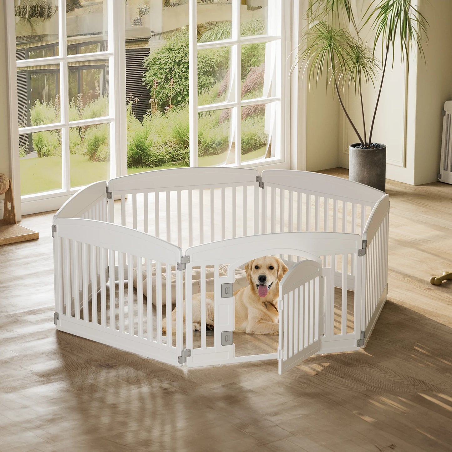 JHK Plastic Dog Playpen Expandable Pet Fence Foldable Indoor Outdoor
