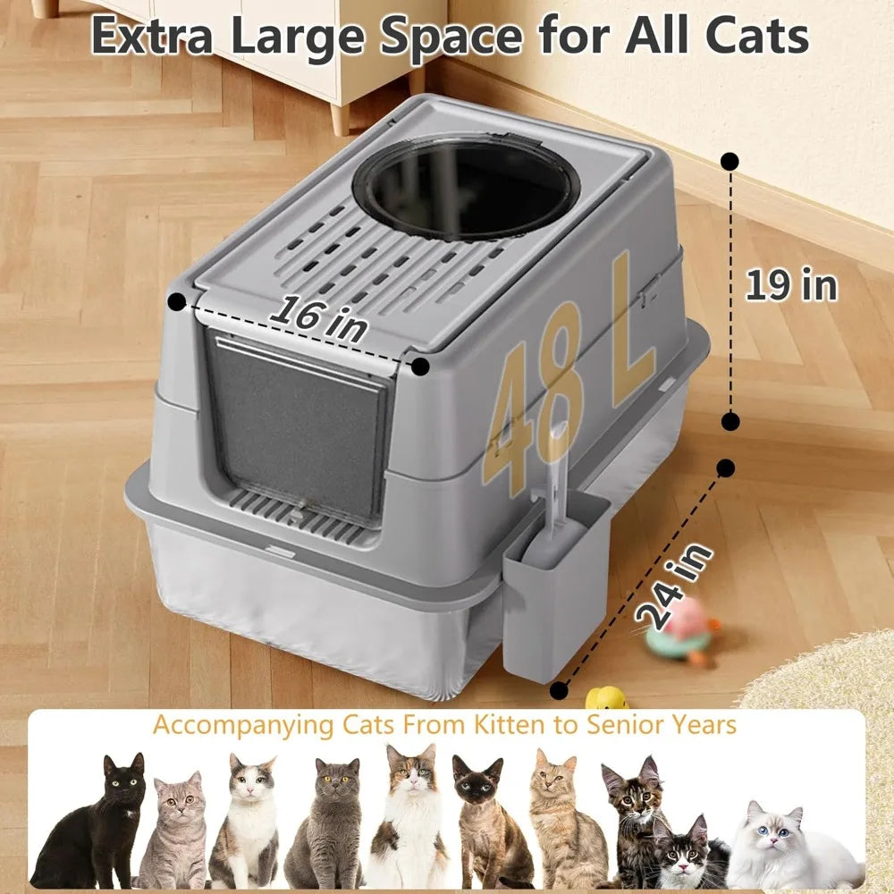 Stainless Steel Litter Box With Lid For Cats Enclosed