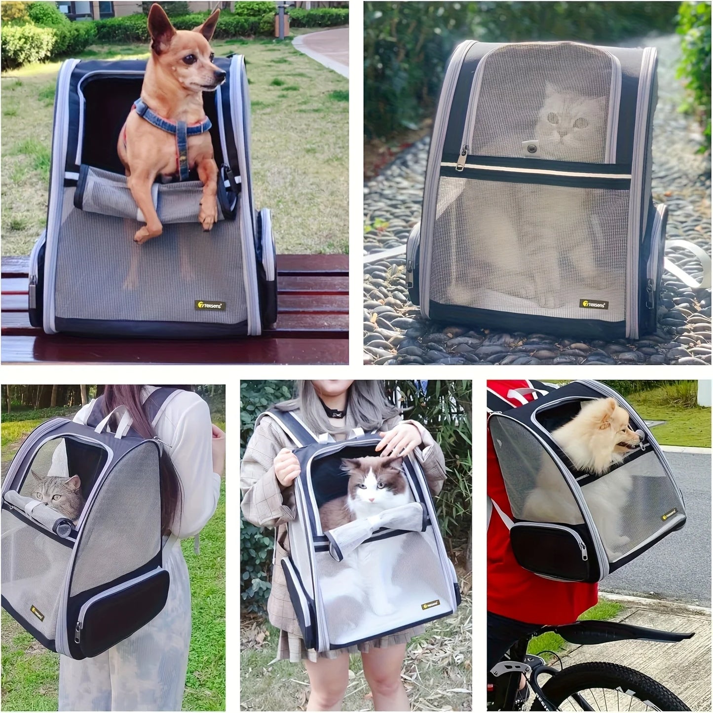 Foldable Ventilated Pet Backpack With Safety Belt For Travel