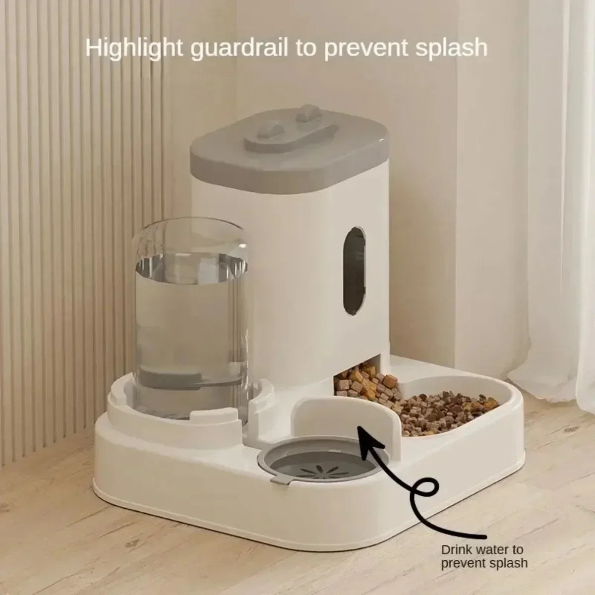 Automatic Dog Cat Feeder With Water Fountain And Ample Capacity