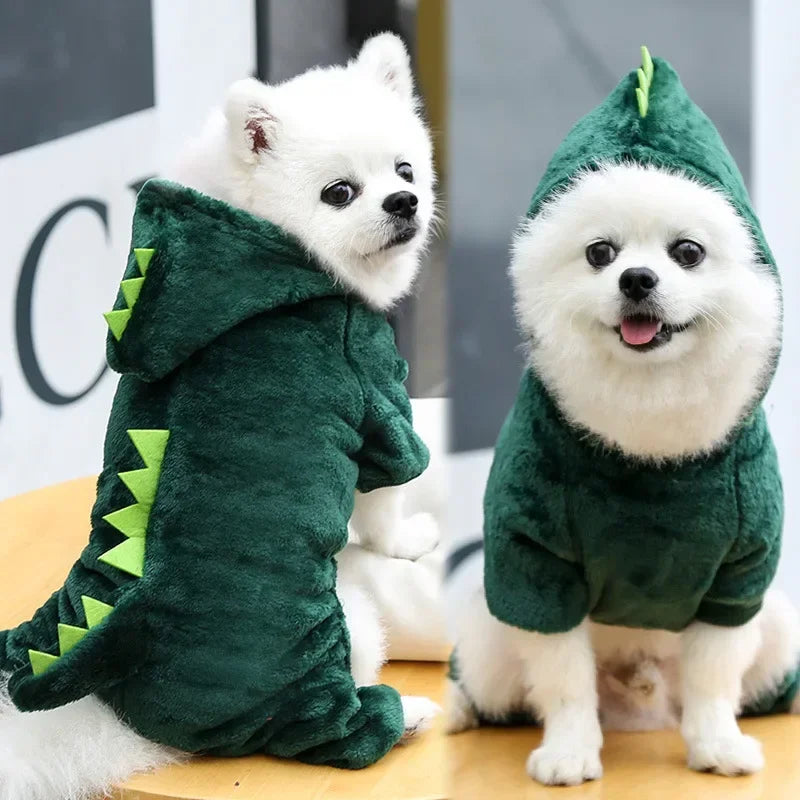 Wangmeow Dinosaur Fleece Dog Jumpsuit Warm Winter Pet Coat Jacket
