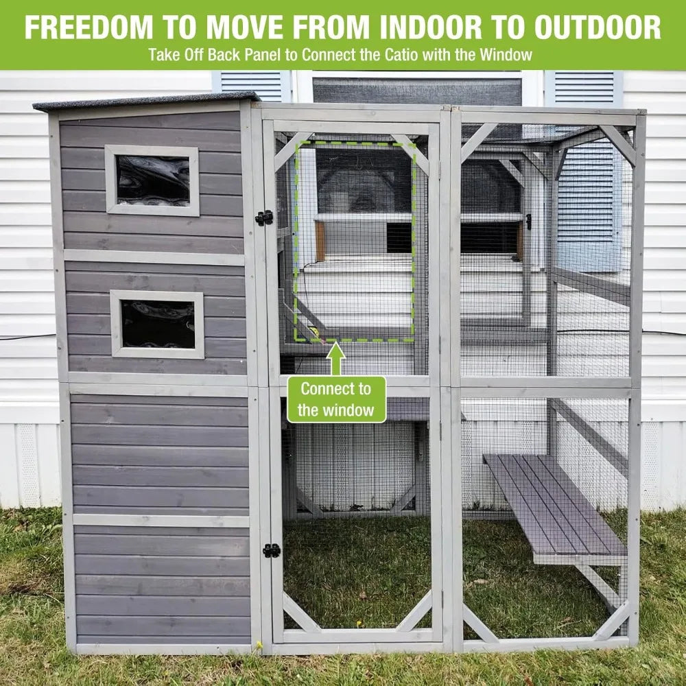 Outdoor Cat Enclosure With Window Weatherproof Cage