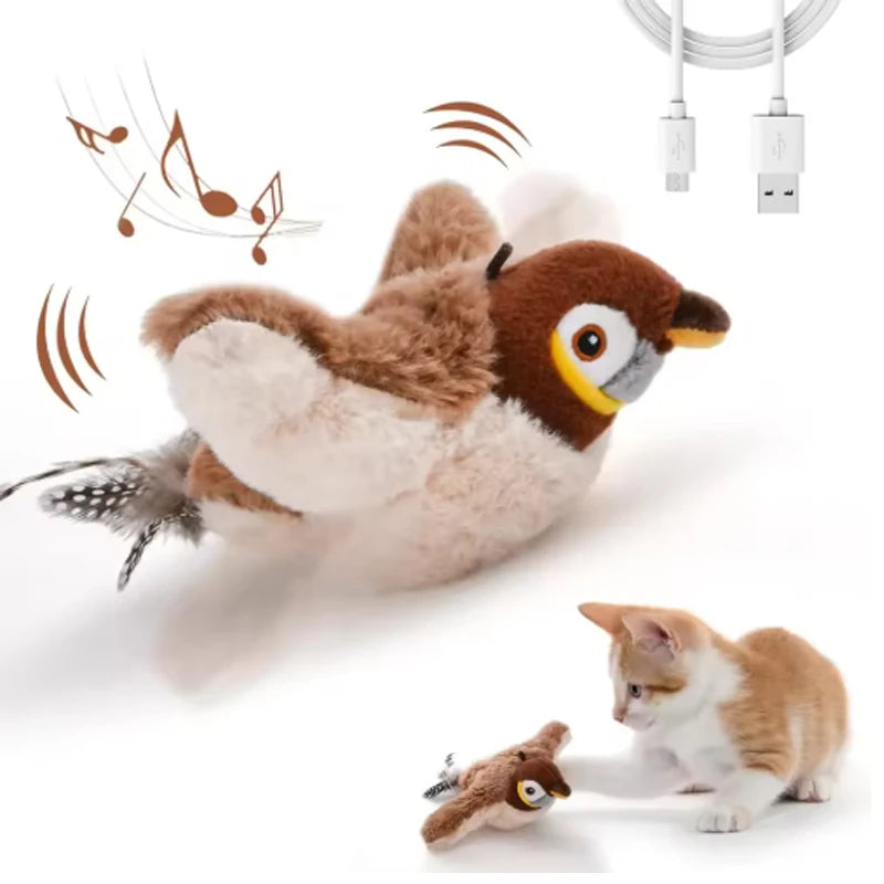 Interactive Flapping Bird Cat Toy Touch Activated Plush Pet Toy
