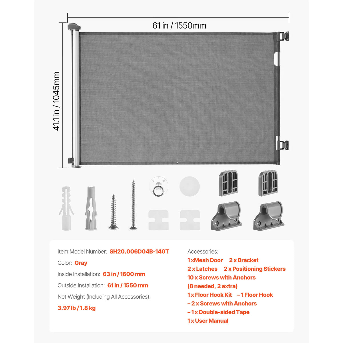 SucceBuy Retractable Baby Gate Featuring Secure Walk Through Barrier