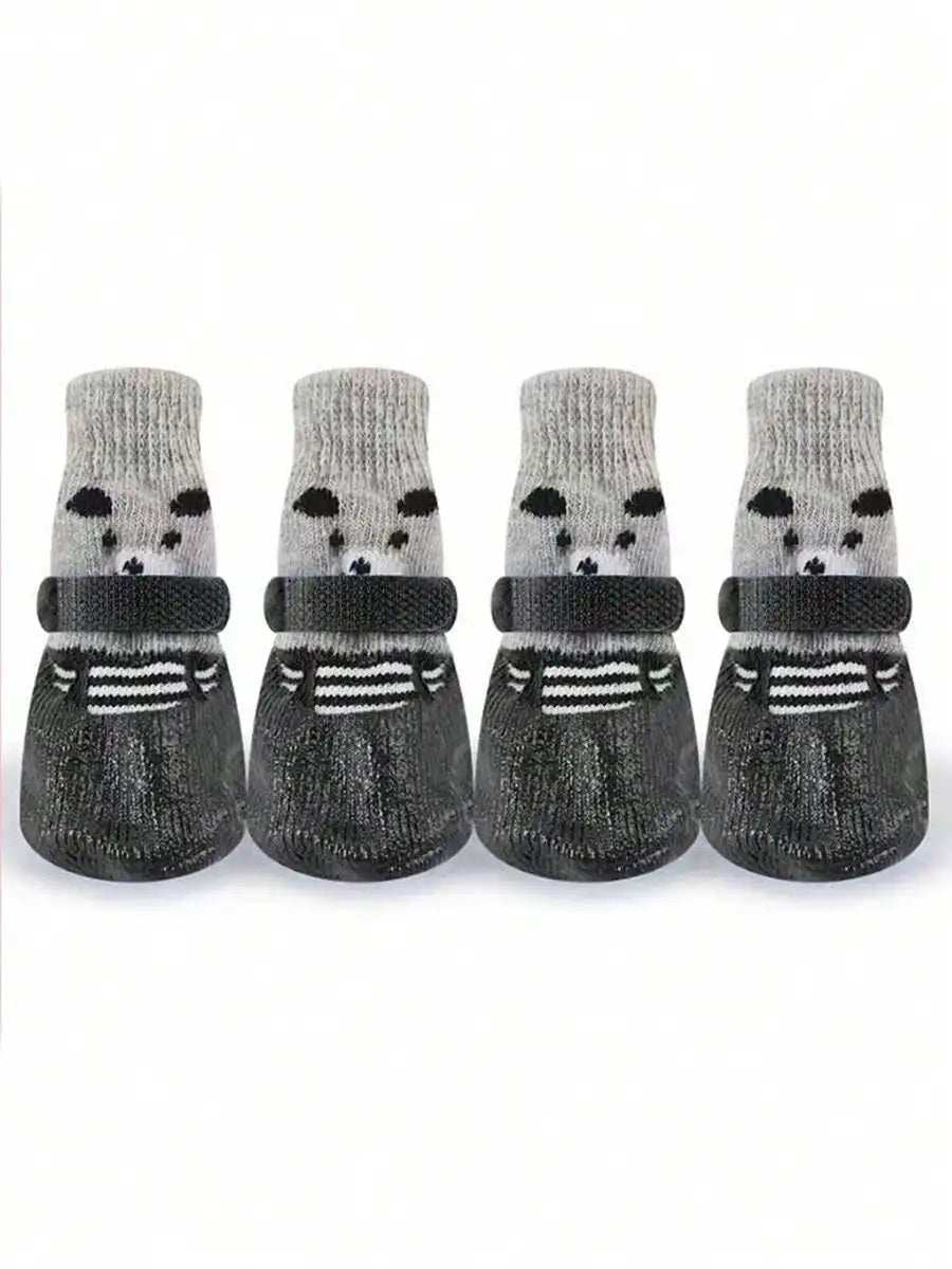 PETSIN Waterproof Dog Cat Boots 4 Piece Set Anti Slip
