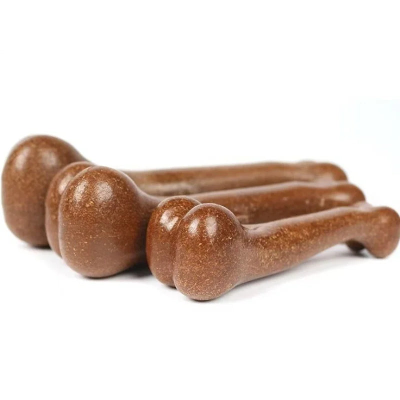 Indestructible Natural Wood Dog Bone Chew Toy For Happy Puppies