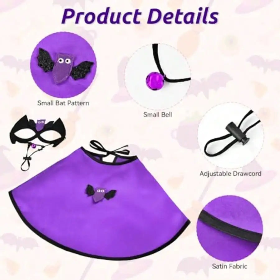 Pet Vampire Cloak Halloween Costume Cape With Bat Mask