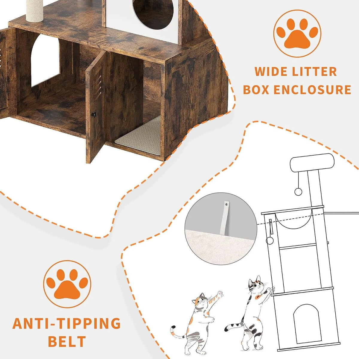 Modern Cat Tower With Hidden Litter Cabinet And Scratching Posts