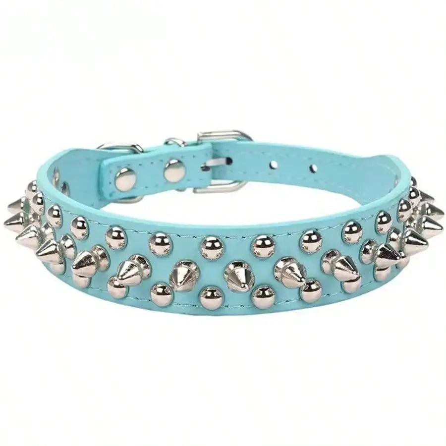 Punk Spiked Rivet Dog Collar Adjustable PU Leather