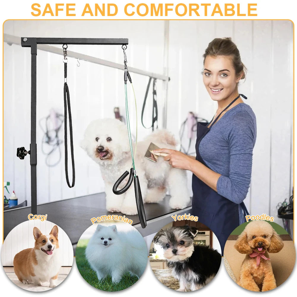 Pet Foldable Grooming Bracket With Restraint Rope Desk Table Hanger