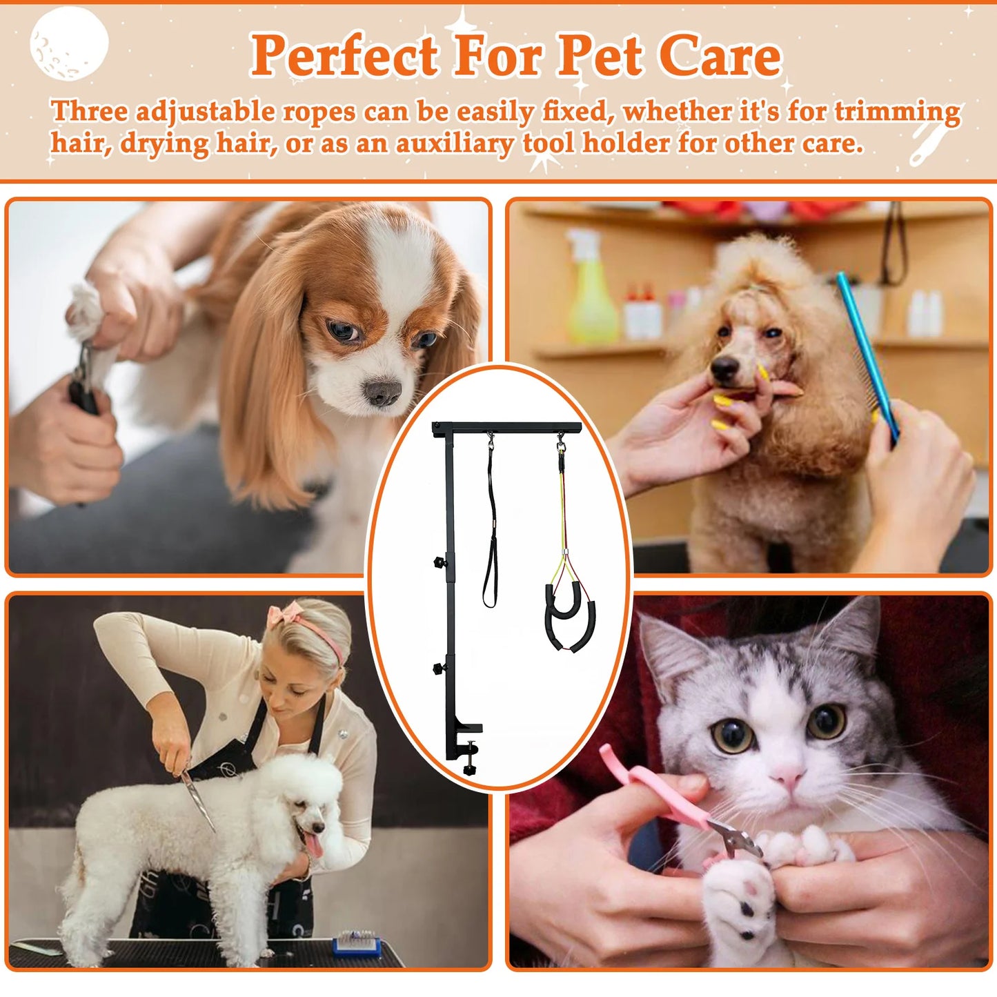 Adjustable Dog Grooming Arm With Clamp And Loops Set