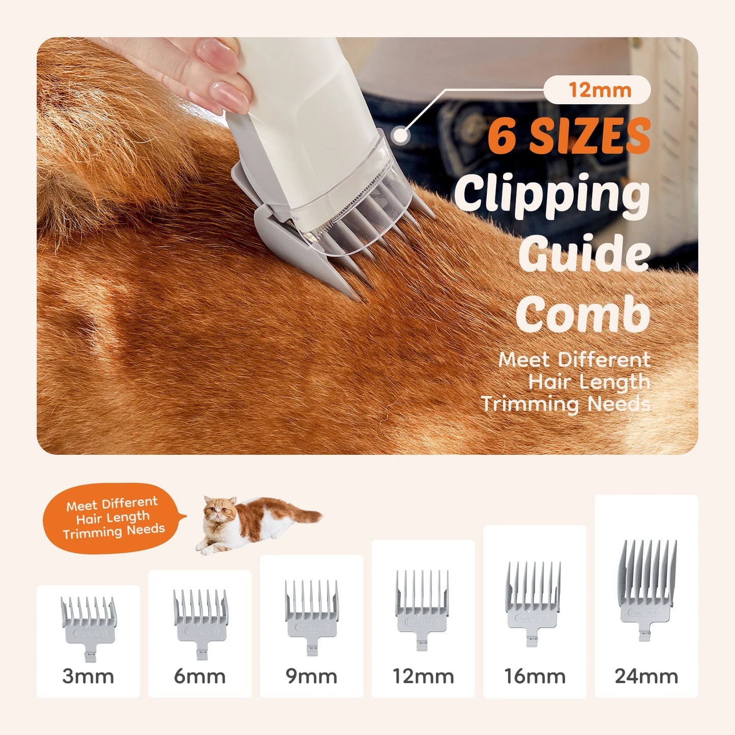 Pet Grooming Vacuum Kit With Cordless Low Noise Clippers