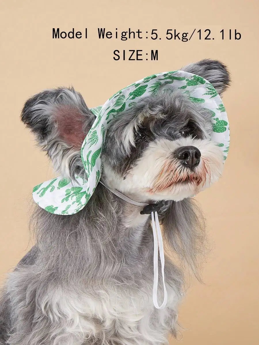 Polyester Sunflower Windproof Dog Hat With Ear Exposed Design