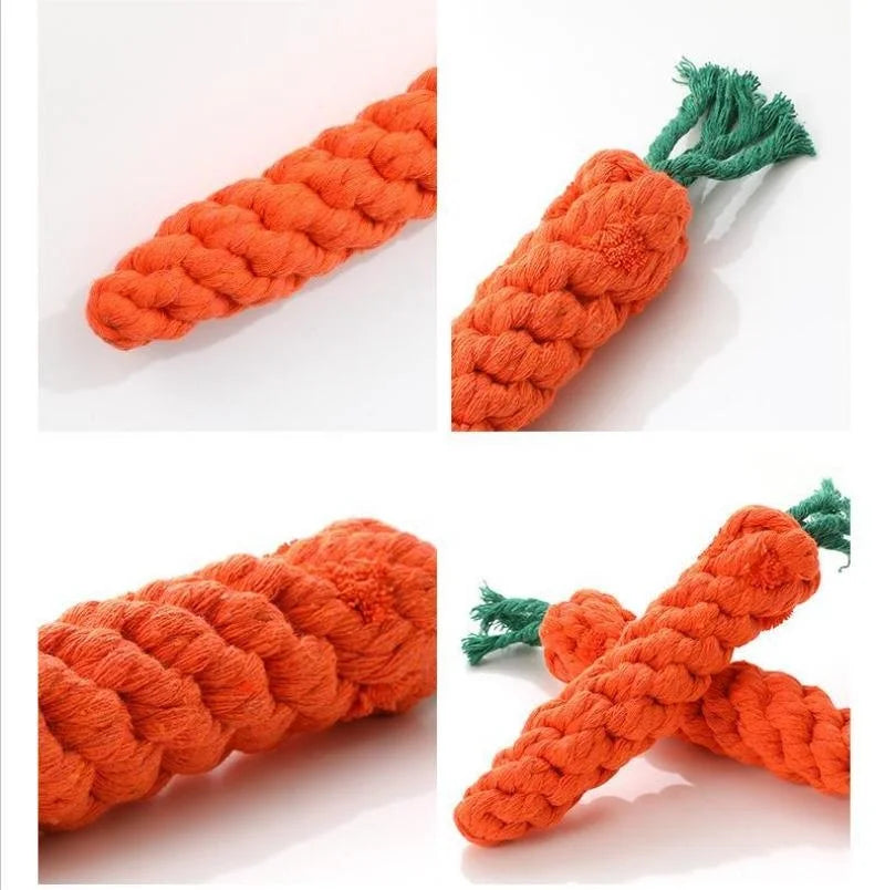 Pet Knot Toy CarrotShaped For Dogs And Cats Fleece Rope