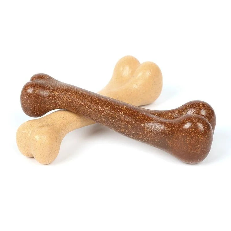 Indestructible Natural Wood Dog Bone Chew Toy For Happy Puppies