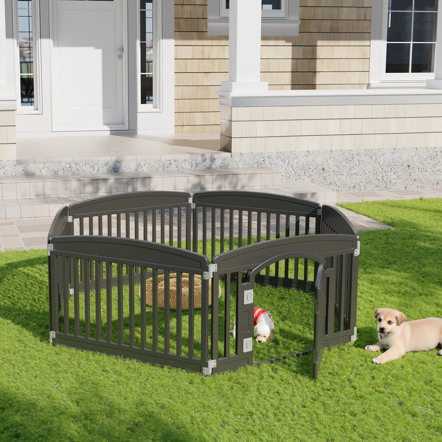 JHK Plastic Dog Playpen Expandable Pet Fence Foldable Indoor Outdoor
