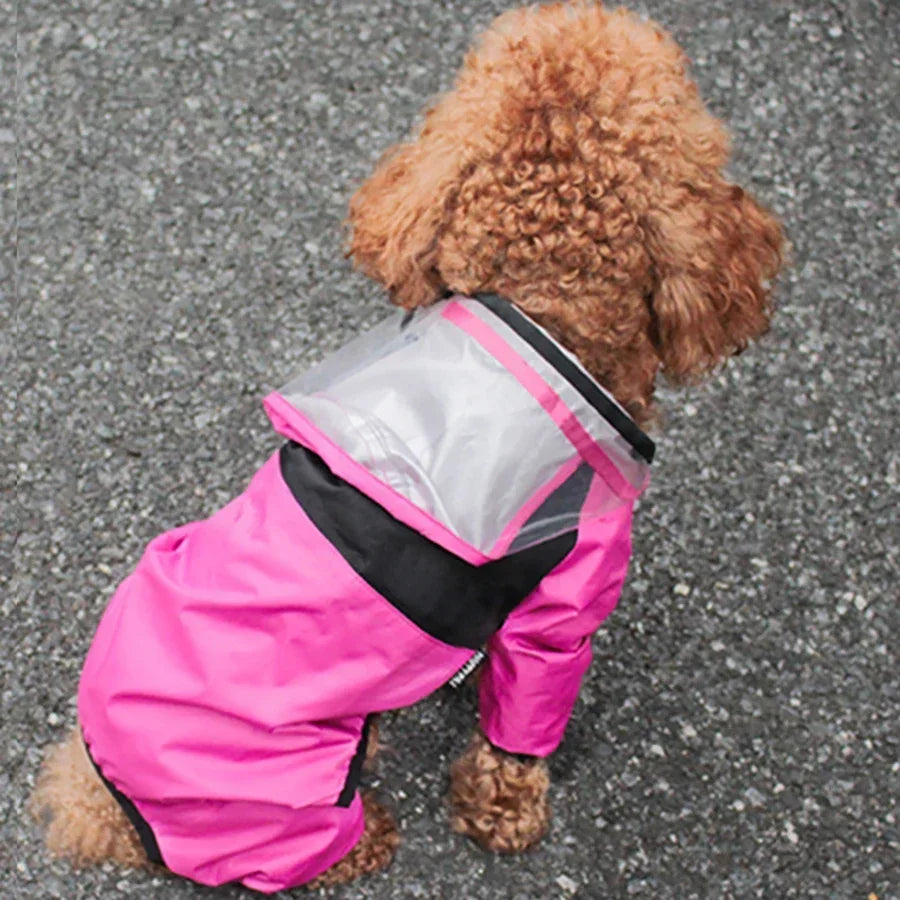 Transparent Hooded Dog Raincoat Waterproof Jumpsuit For Pets