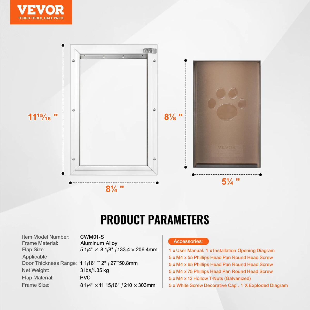 Aluminum Frame Pet Door With Lock And Weatherproof Flap System