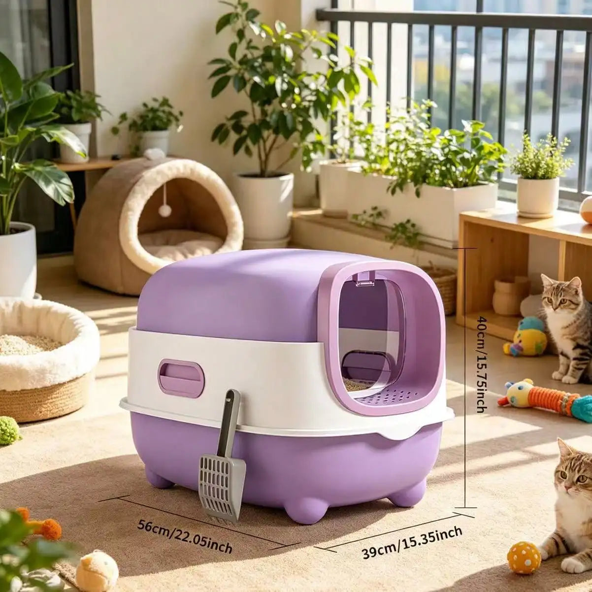 XMSJ Enclosed Cat Litter Box With Foldable Front Entry