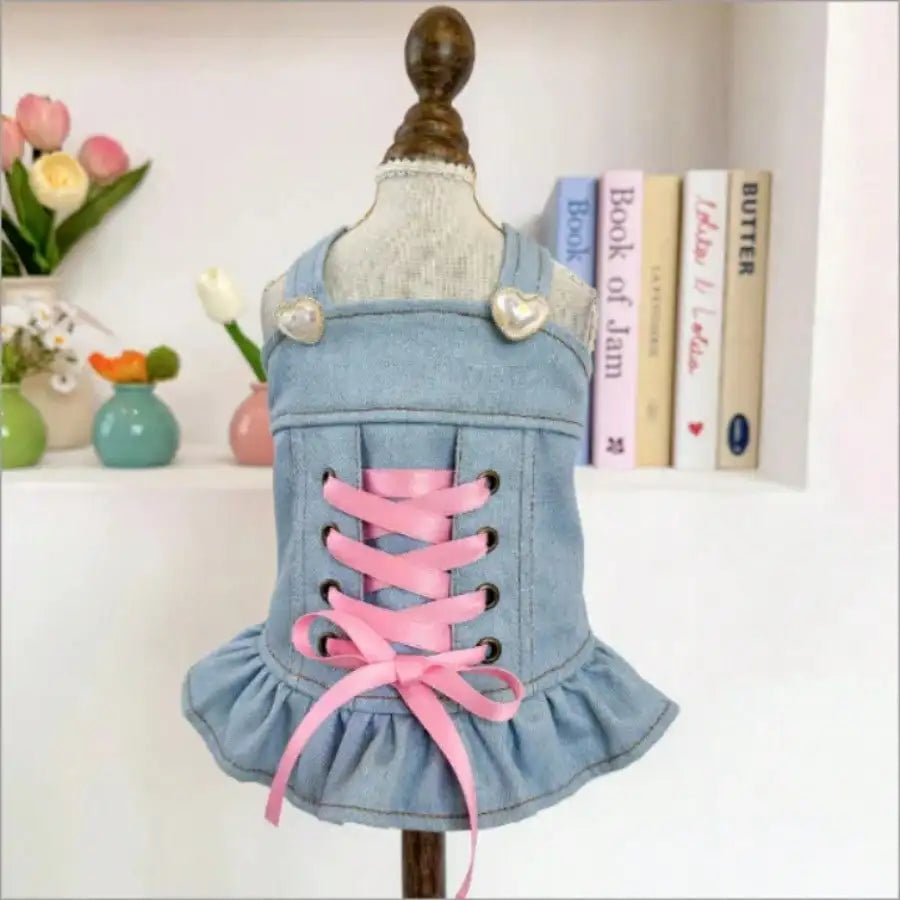 Designer Dog Denim Jacket - Cute Stylish Princess Style With Fun Prints For Small Dogs Pet Jeans Vest