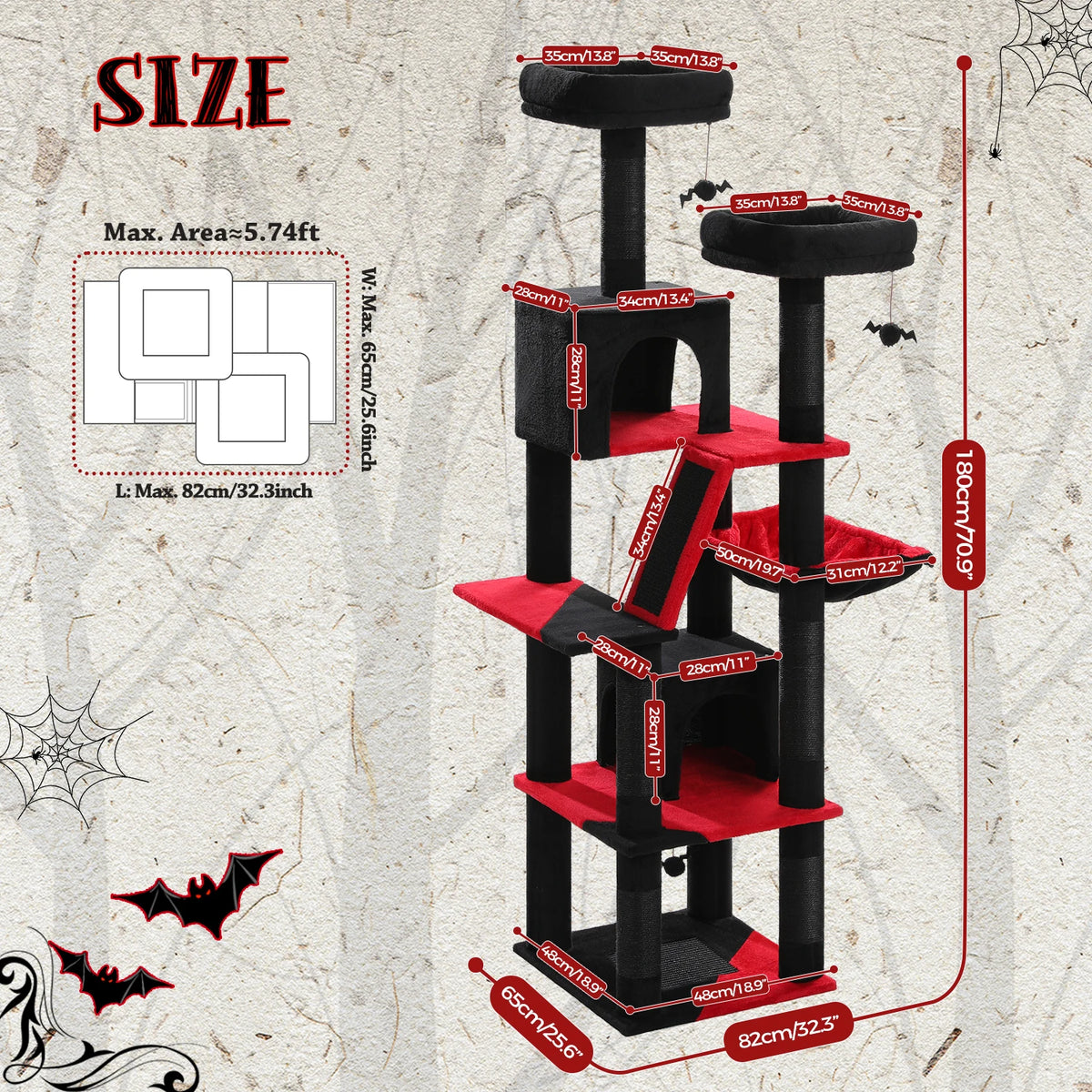 PEQULTI Multi-Level Cat Tree Tower With Condo And Scratching Posts