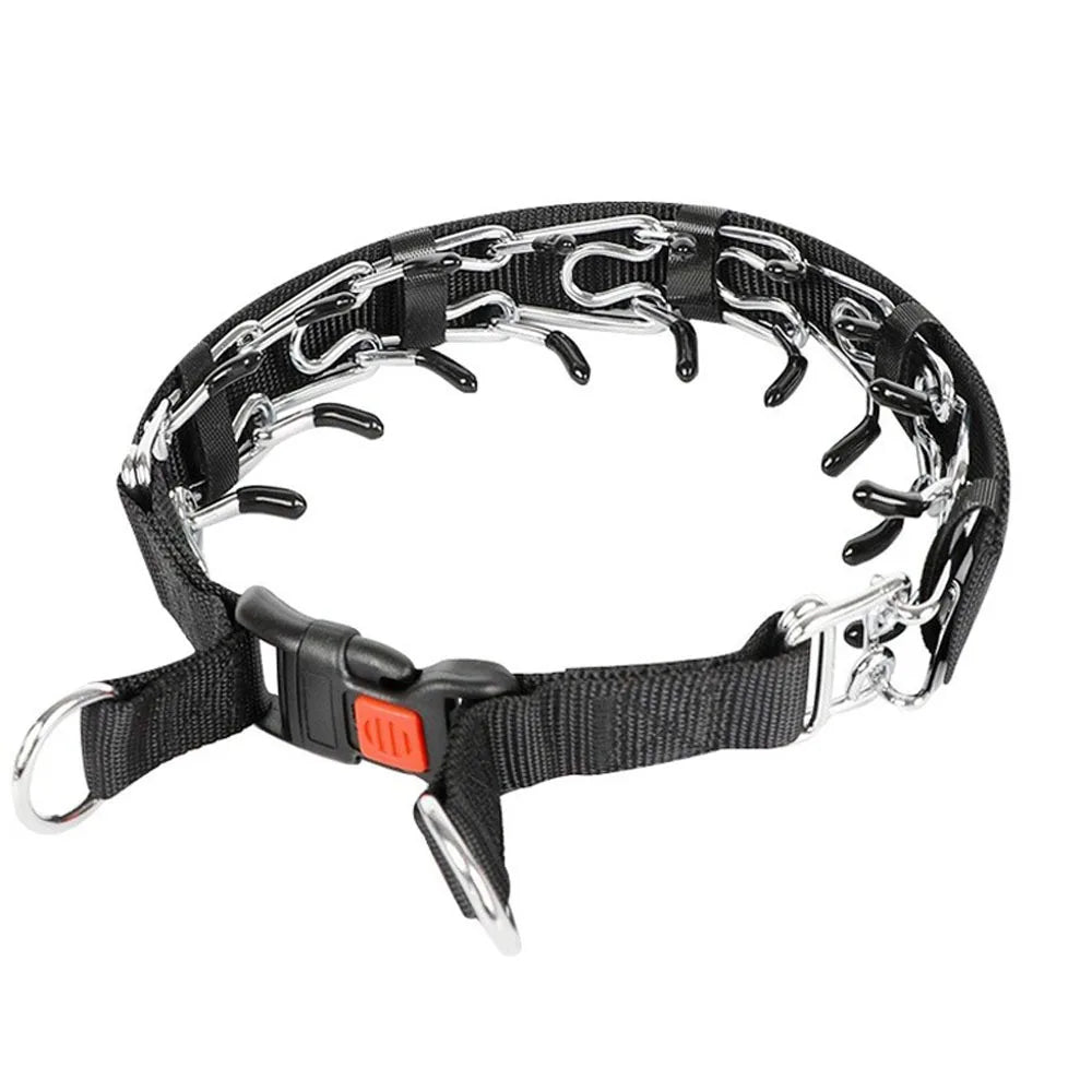Dog Prong Training Collar With Quick Release Buckle Nylon Protective Sleeve