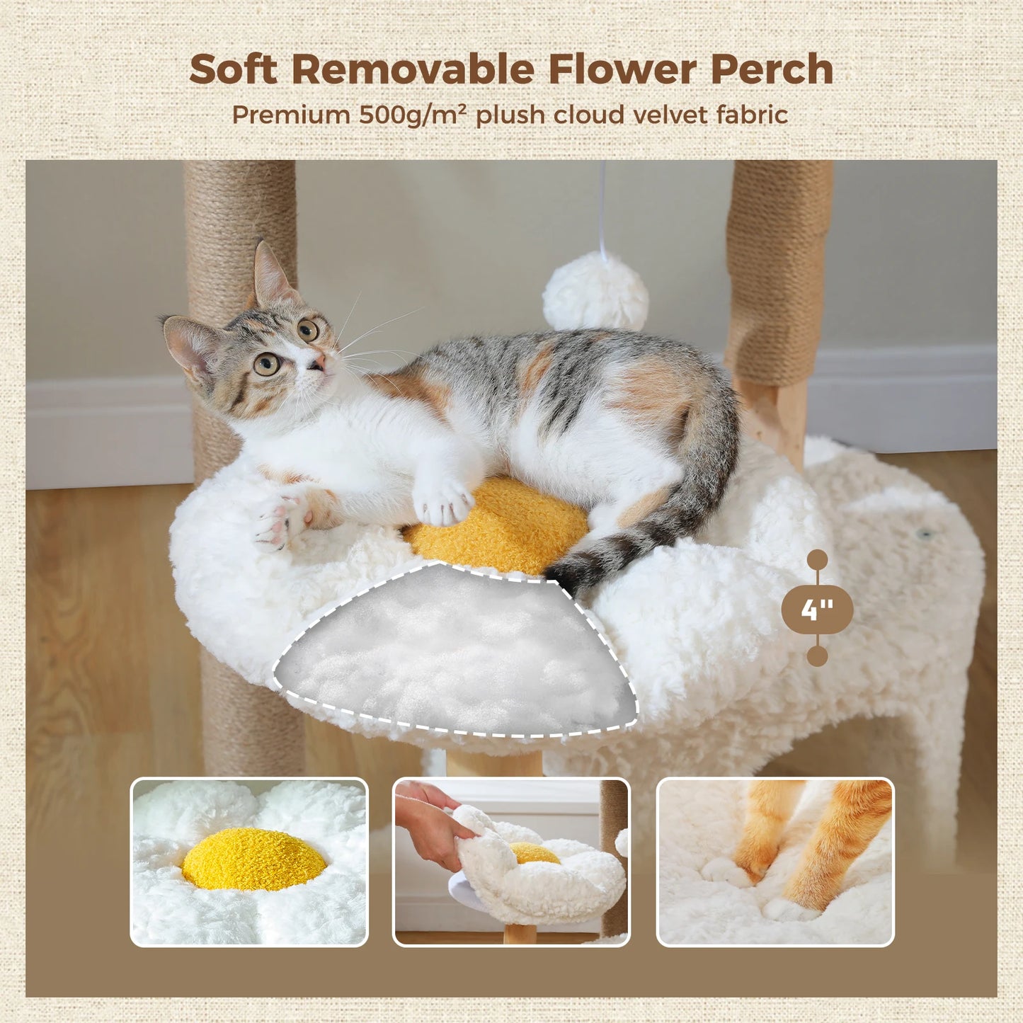 PAWZ Road Modern Solid Wood Cat Tree For Indoor Cats