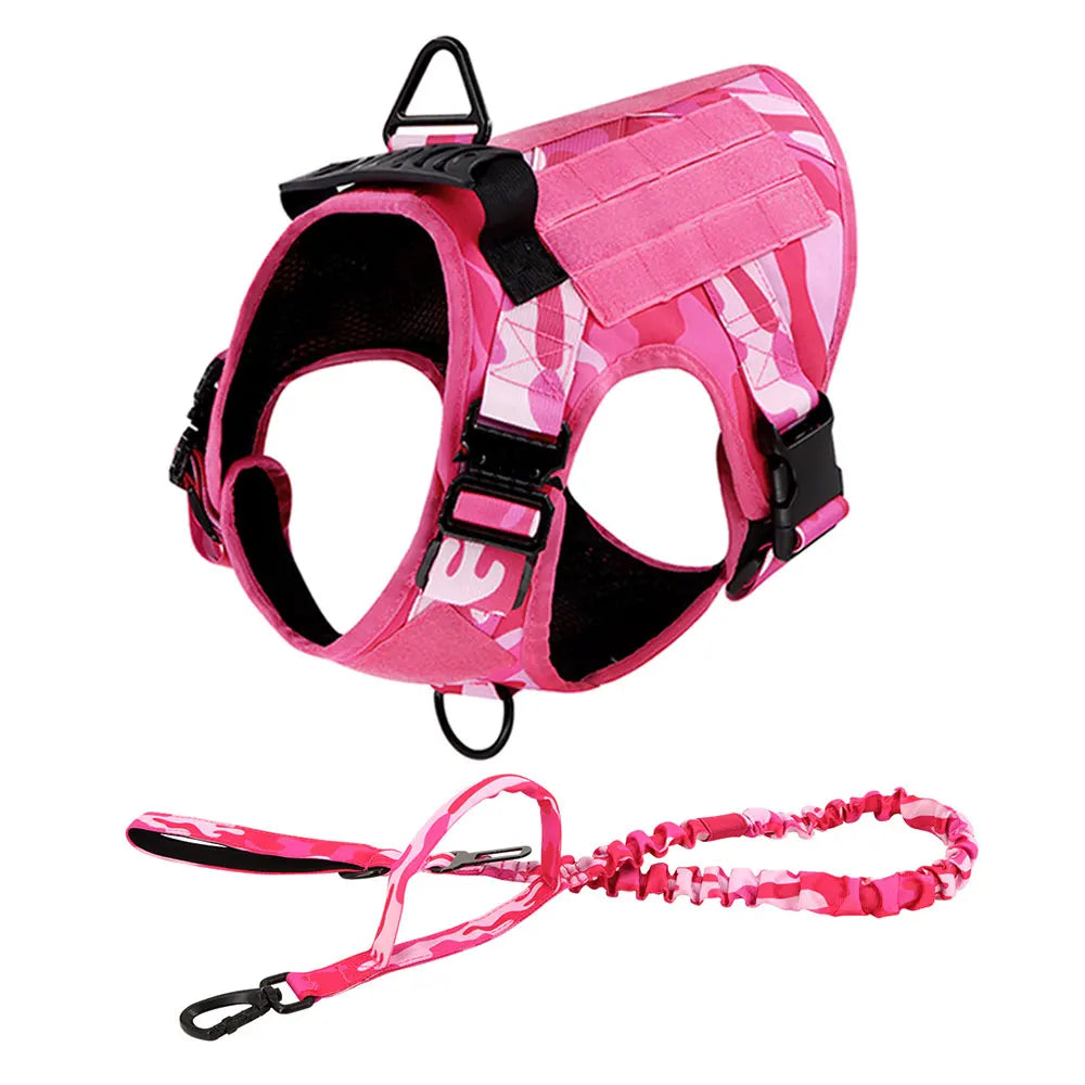 Military Camouflage Dog Harness Vest With Leash For Training