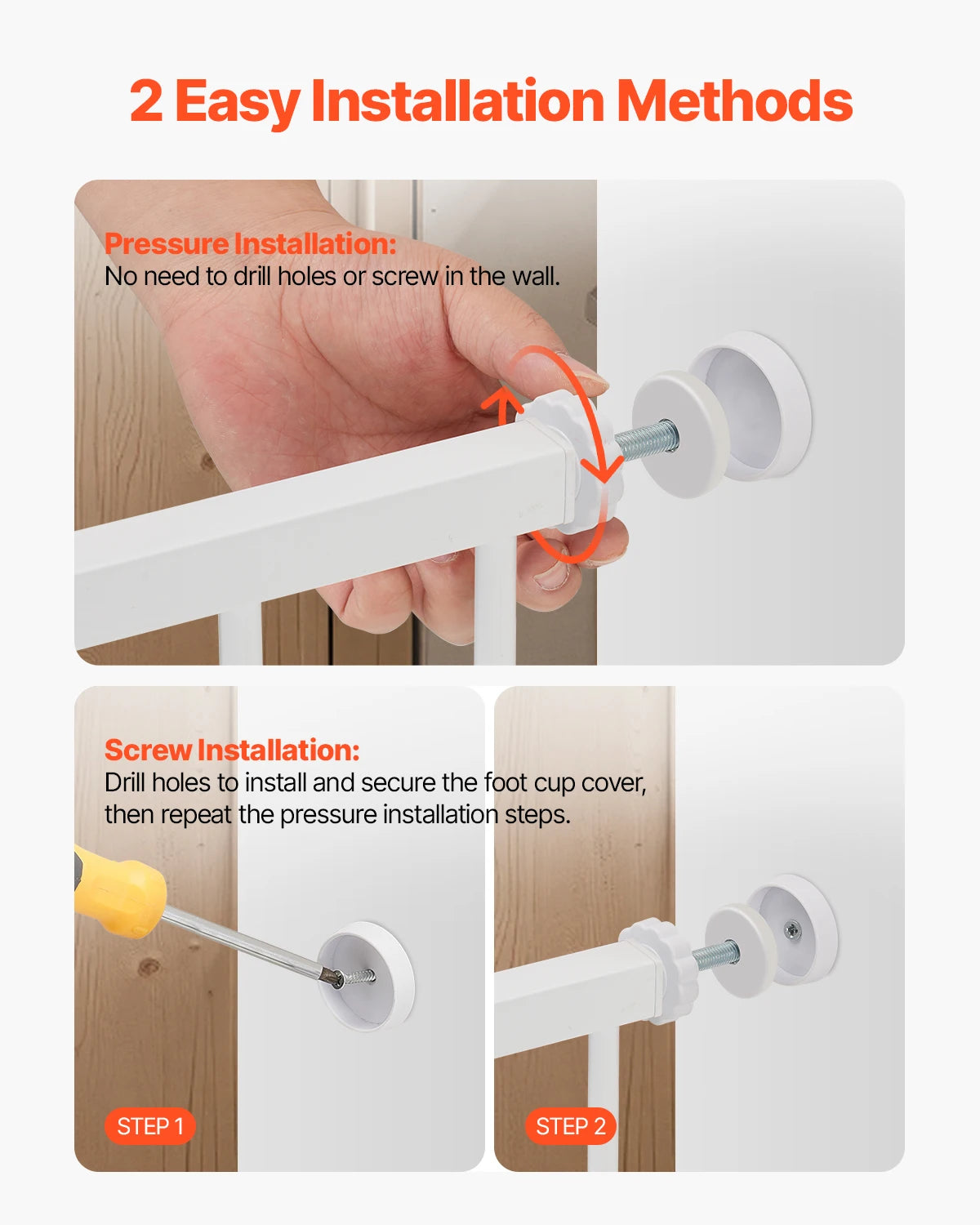 SucceBuy Pressure Mount Baby Gate With Easy Step Walk Thru