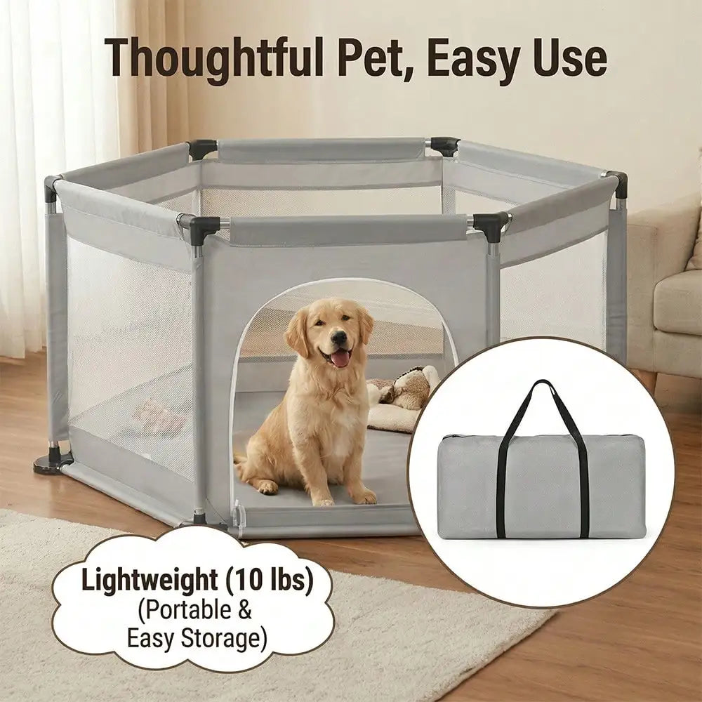 XMSJ Extra Tall Fabric Dog Enclosure With Gate And Removable Roof