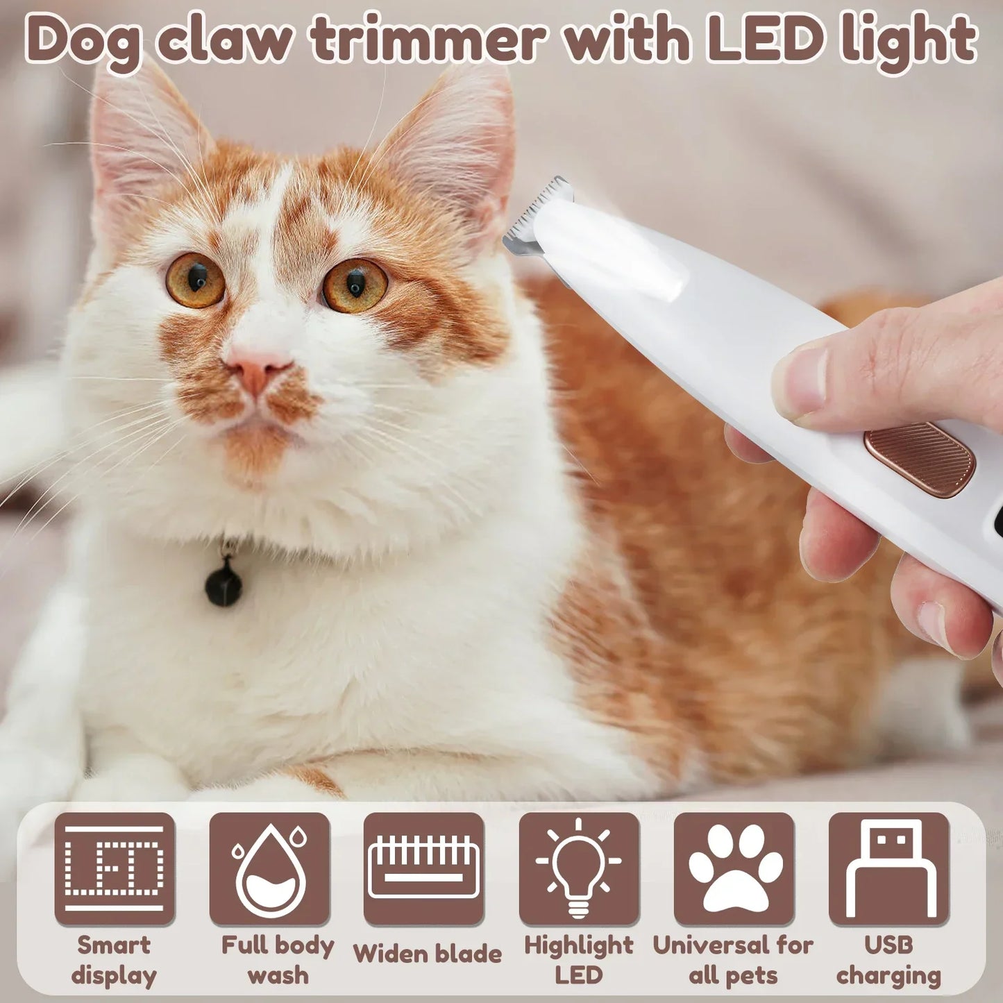 Waterproof Led Dog Paw Trimmer With Display For Pet Grooming